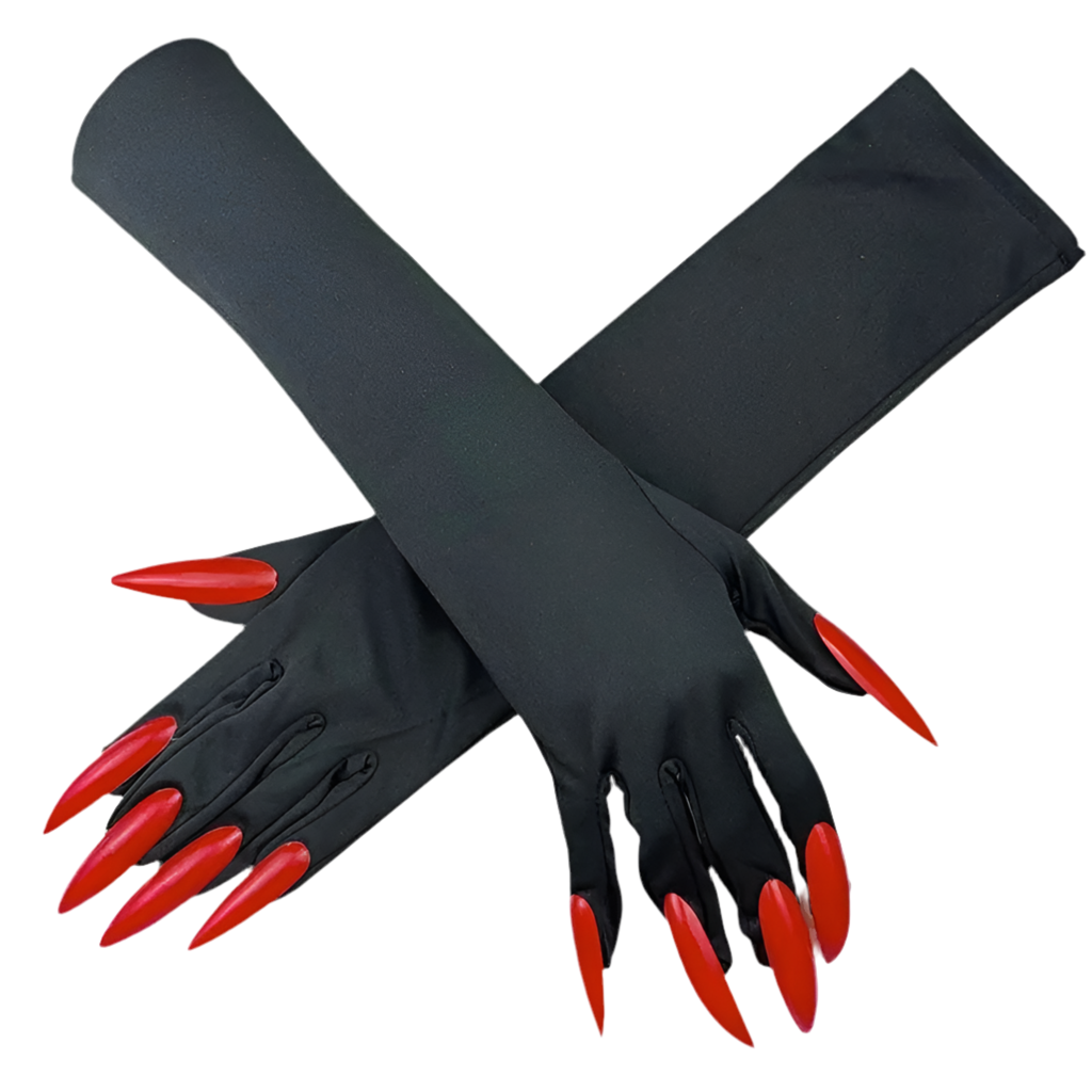Halloween Makeup Ball Witch Red Nail Gloves