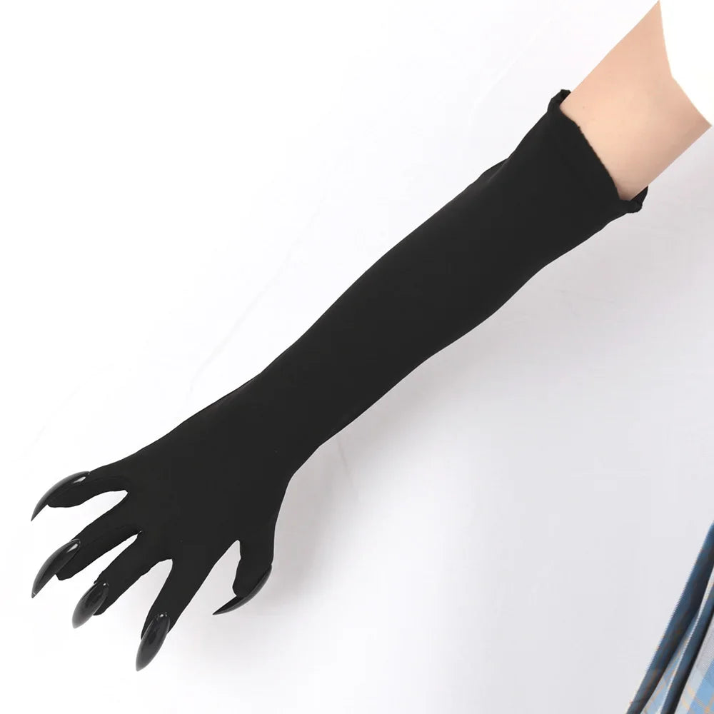 Halloween Makeup Witch Black Nail Gloves