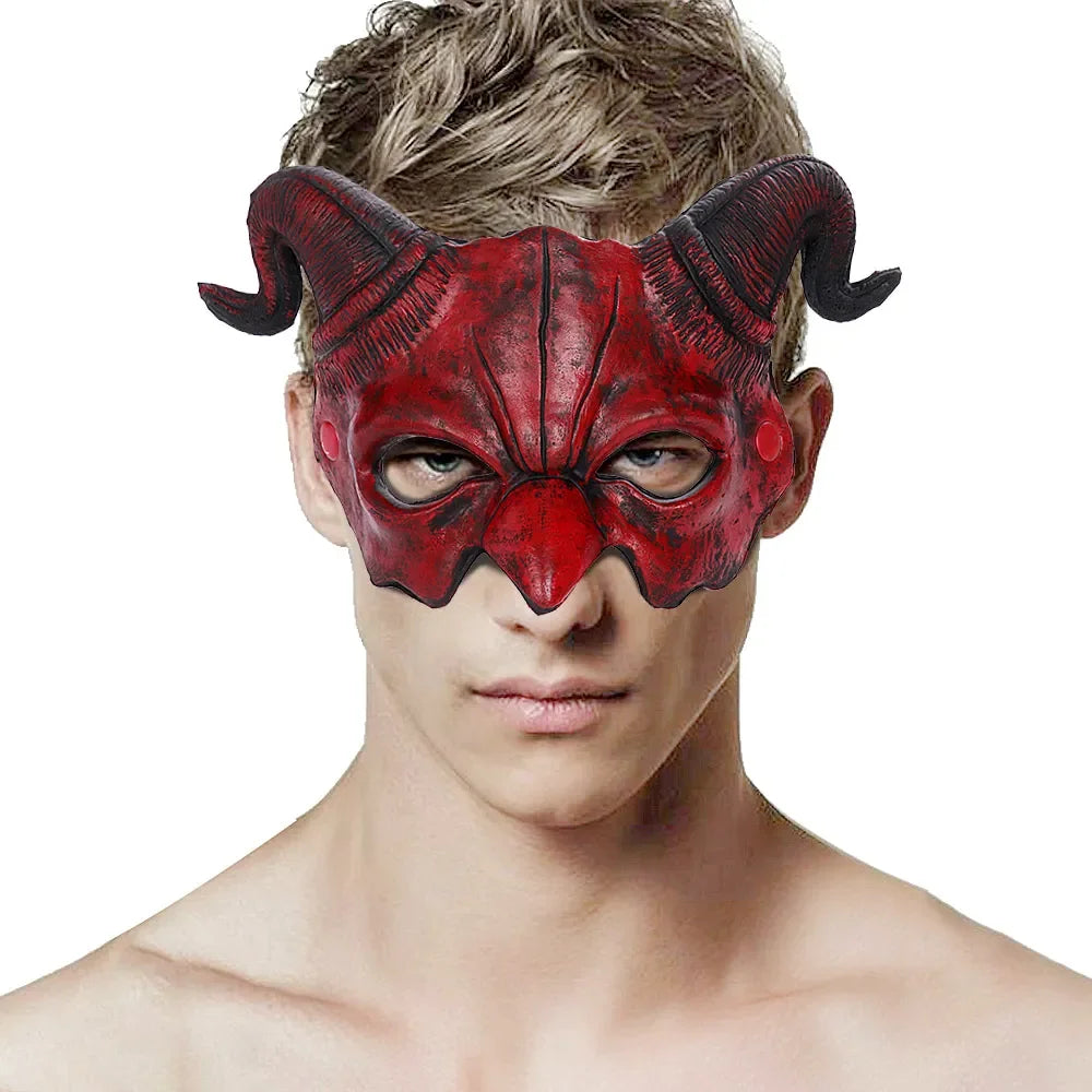 Halloween Demon Mask Horns Devil