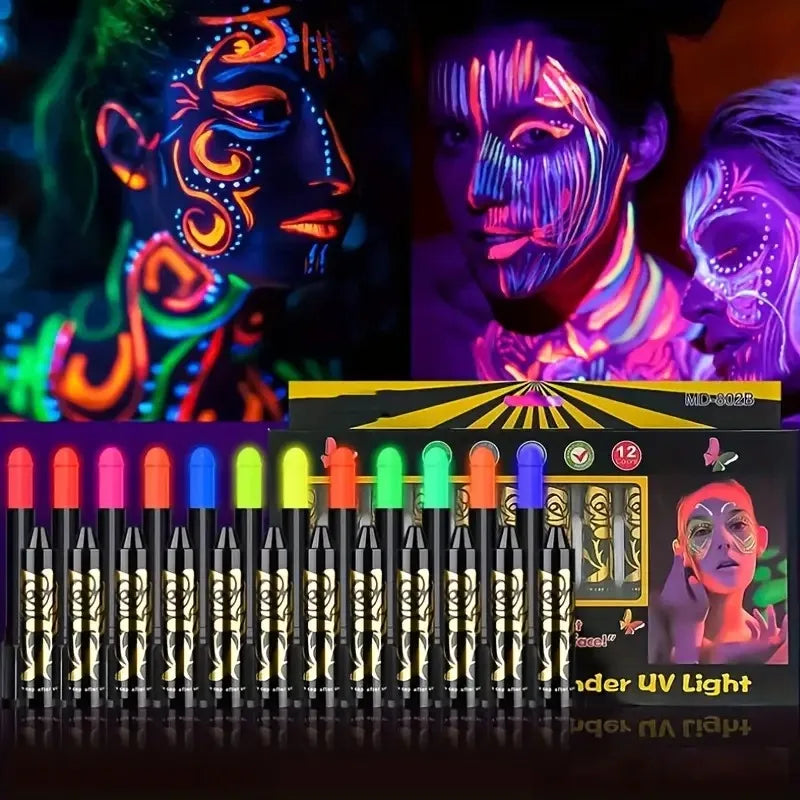 Halloween Glow In The Dark Face Paint 6/12pcs