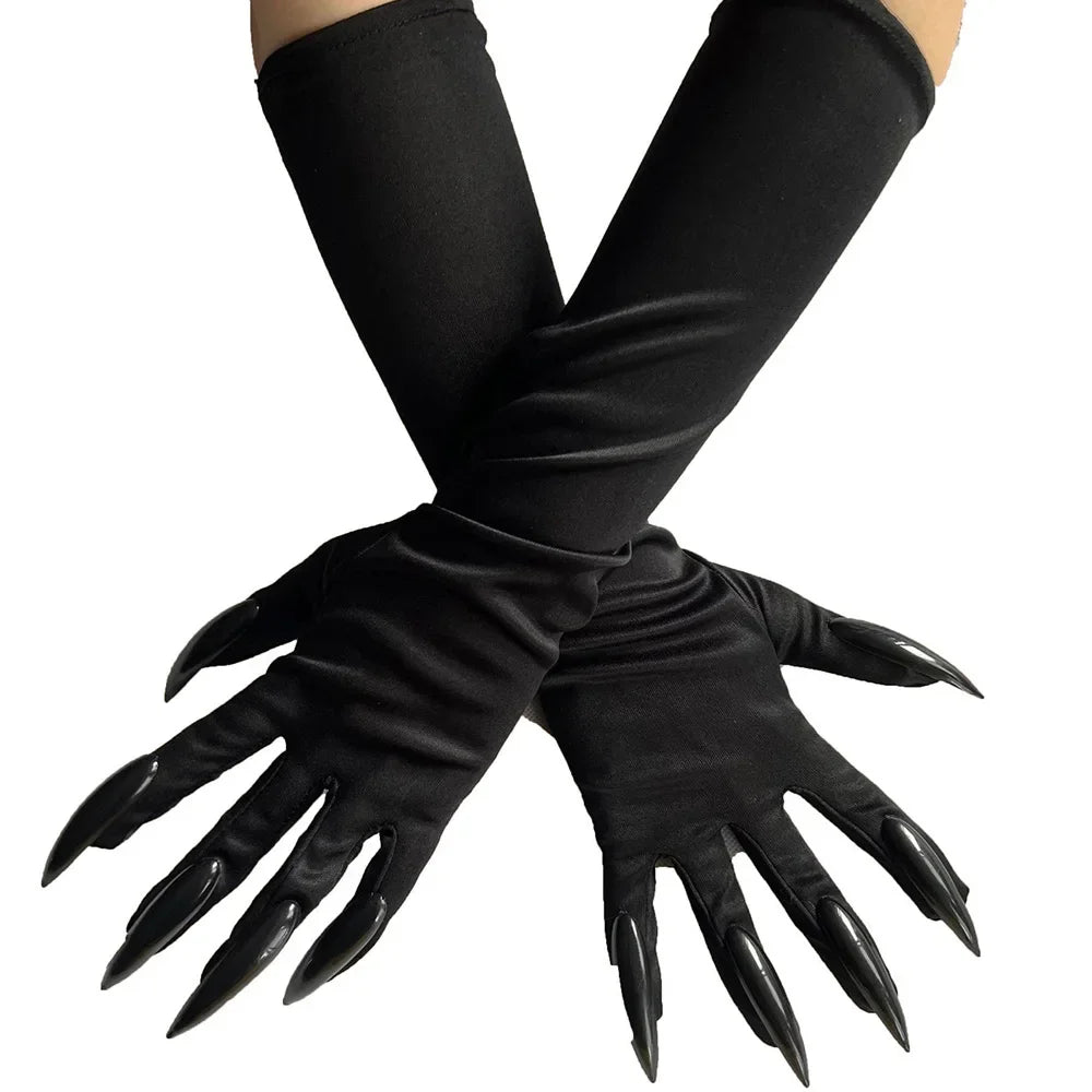 Halloween Makeup Witch Black Nail Gloves