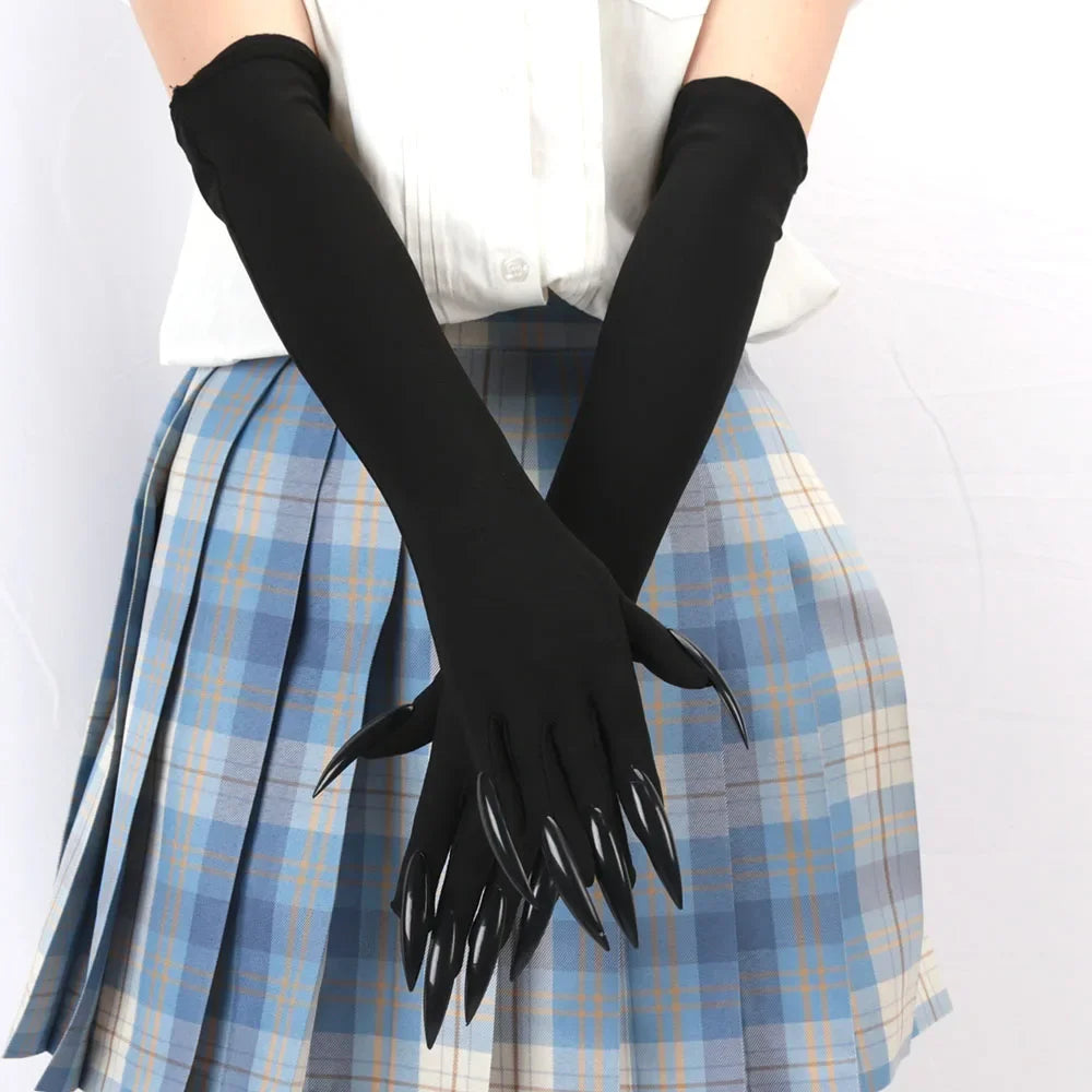 Halloween Makeup Witch Black Nail Gloves