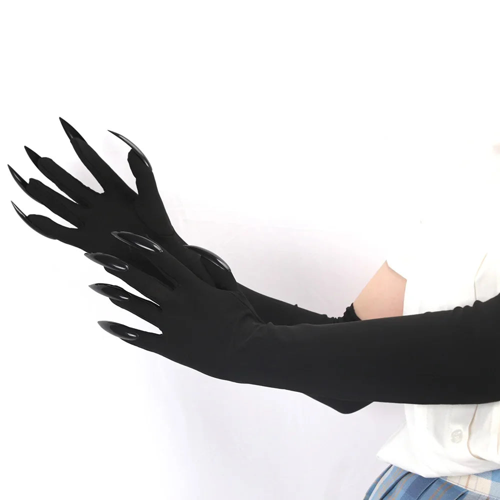 Halloween Makeup Witch Black Nail Gloves