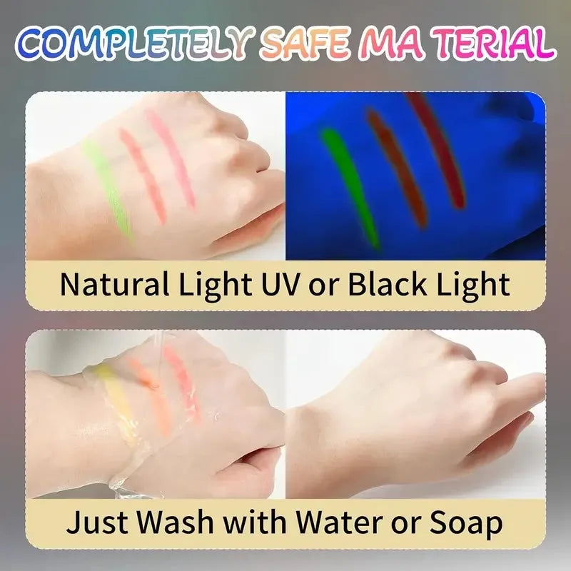 Halloween Glow In The Dark Face Paint 6/12pcs