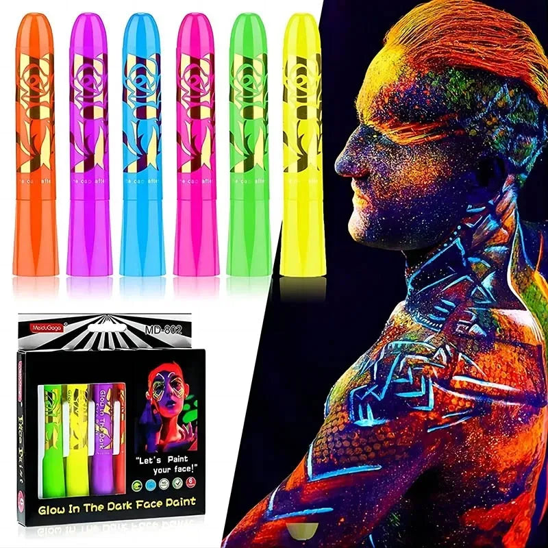 Halloween Glow In The Dark Face Paint 6/12pcs
