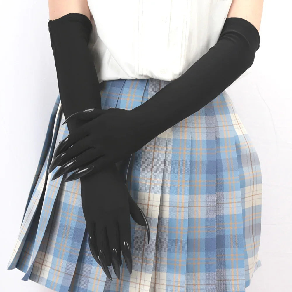Halloween Makeup Witch Black Nail Gloves