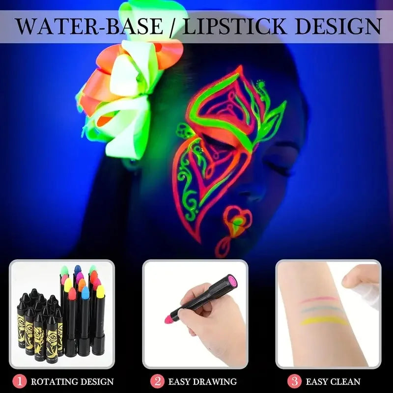 Halloween Glow In The Dark Face Paint 6/12pcs